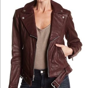 bcbg maxazria burgundy Miley leather moto jack